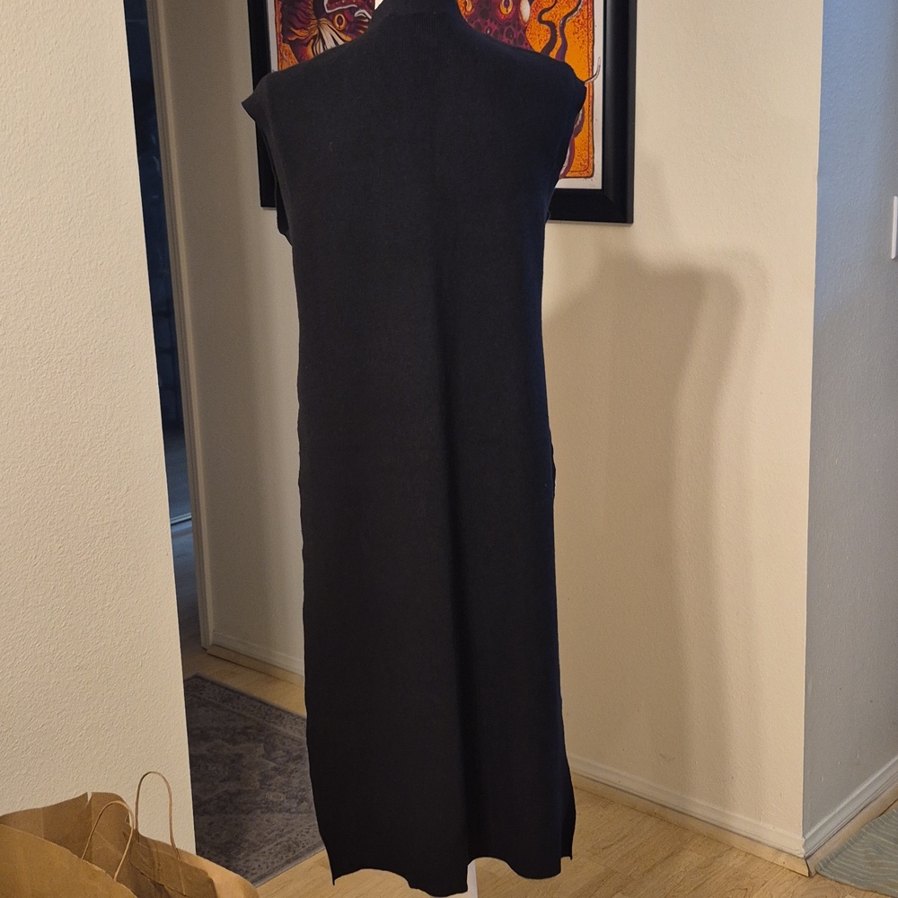 Industry Long Knited Sleeveless Extra Long Double Side Slit Dress Vneck NWT - Picture 9 of 9